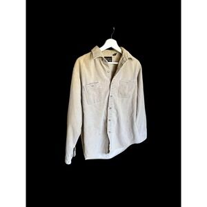 Vintage Sears 60's Tan Cotton Corduroy Shirt Large Button Up Distressed *flaw